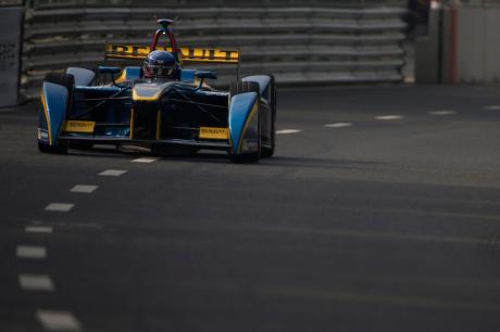 Prost drives through the shadows c/o FIA Formula E